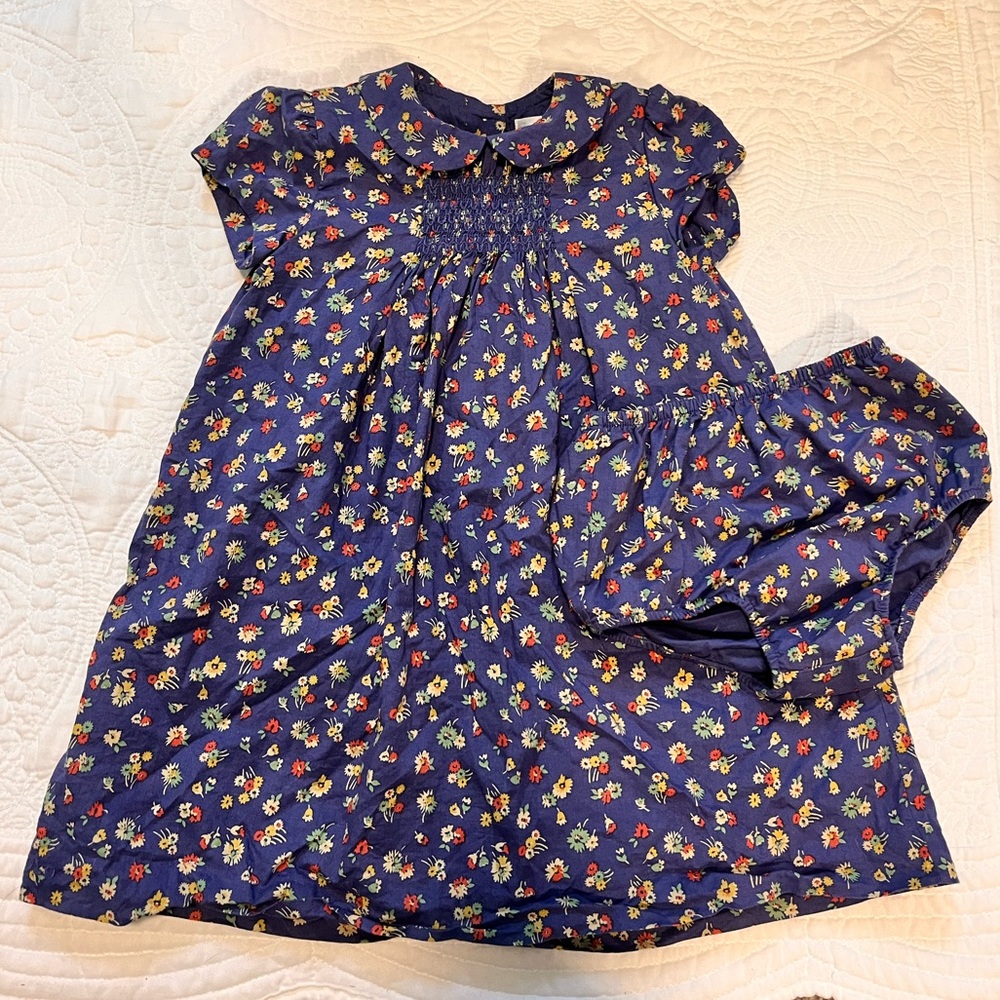Ralph Lauren baby dress and bloomer set - size 18m - navy floral